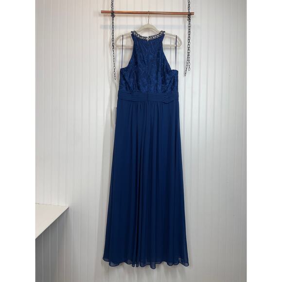 NWT Alex Evenings Bridesmaid Dress Navy Blue Jeweled Embroidered Size 16 - Picture 2 of 11